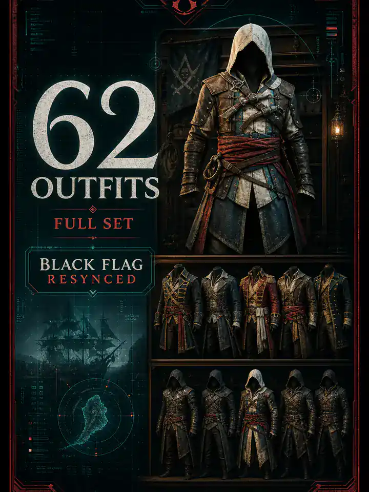 Assassin's Creed Black Flag Resynced - 62 Exclusive Outfits & Costumes (Full Set Collection) (PC/PS5/Xbox) — MessyModdingStore