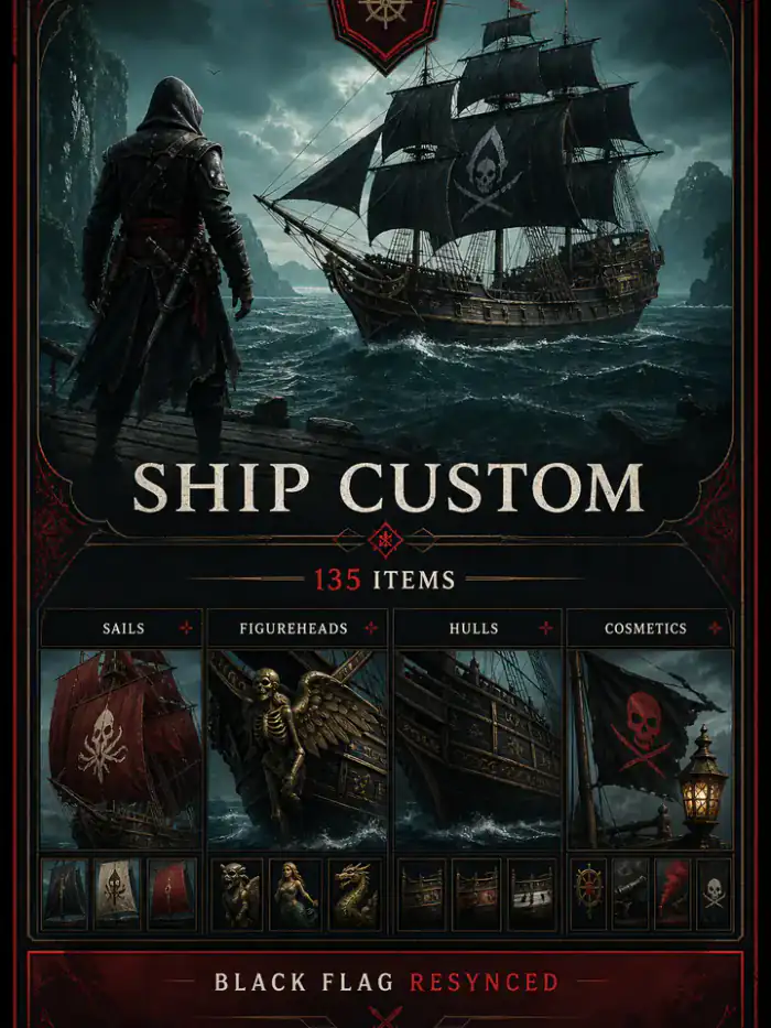 Assassin's Creed Black Flag Resynced - Full Ship Customization Bundle, 135 Items (PC/PS5/Xbox)