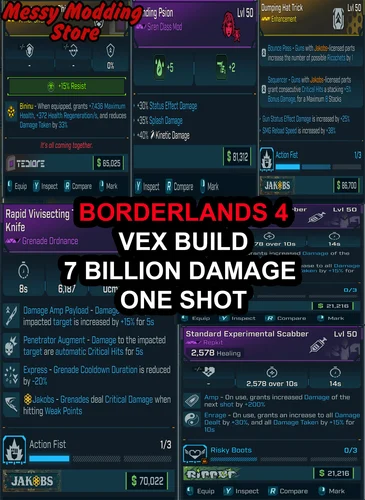 Borderlands 4: Vex build One-Shot 7 Billion Damage — MessyModdingStore