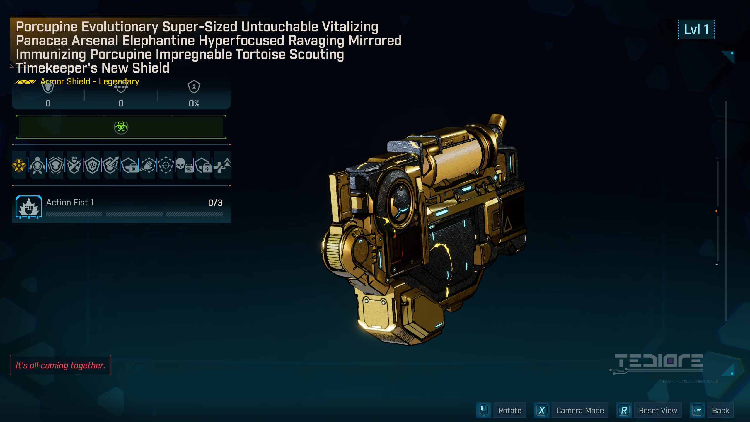 Borderlands 4 – Modded/Modified Timekeeper's Shield, 98% Damage Reduction INGAME — MessyModdingStore