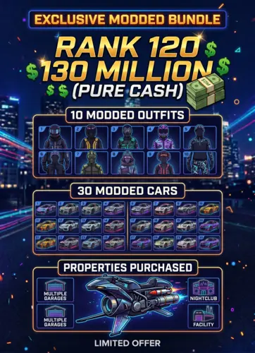 (PS4/Xbox One) (Pre-Made Account) Rank 120 130 Million (PURE CASH) + 10 Modded Outfits + 30 Modded Cars + 1 Oppressor MK2 + Properties Purchased + Free ID Exchange