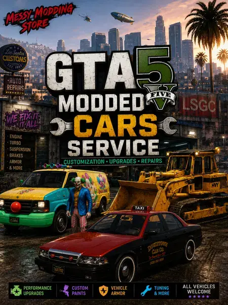 GTA 5 Rare Modded Cars Special Taxi Bulldozer (HVY Dozer) Clown Van