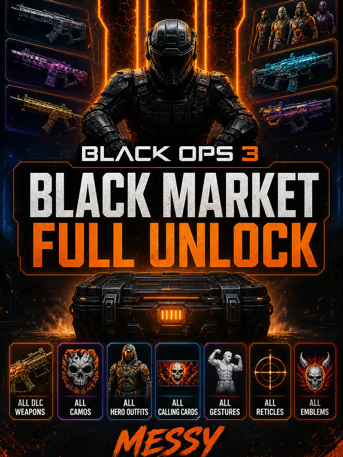 Buy BO3 Black Market Full Unlock — All DLC Weapons, Camos, Outfits & More (PS4/PS5 ONLY)