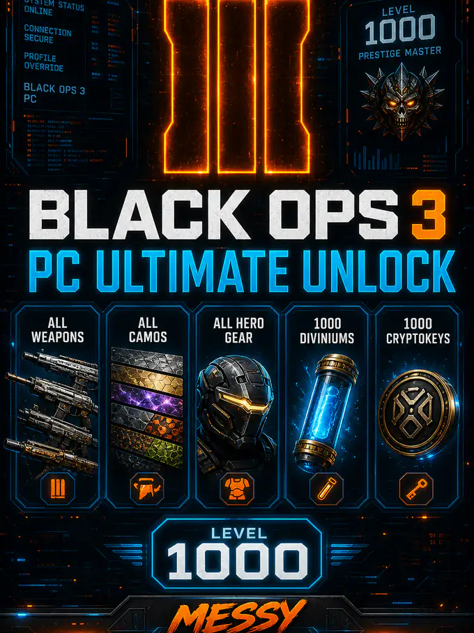 Level 1000 Multiplayer + Level 1000 Zombies + All Weapons Unlocked + All Camos Unlocked + All Hero Gear Unlocked (PC/Steam) — MessyModdingStore