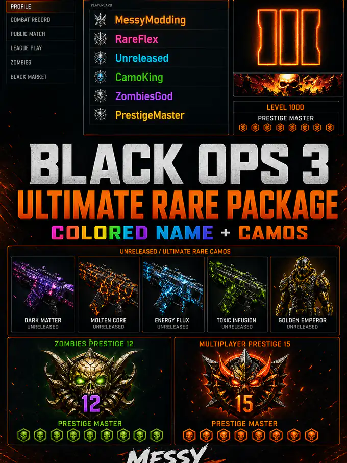 Colored Name / Unreleased Camos Ultimate Rare Package (PS4/PS5 ONLY) — MessyModdingStore