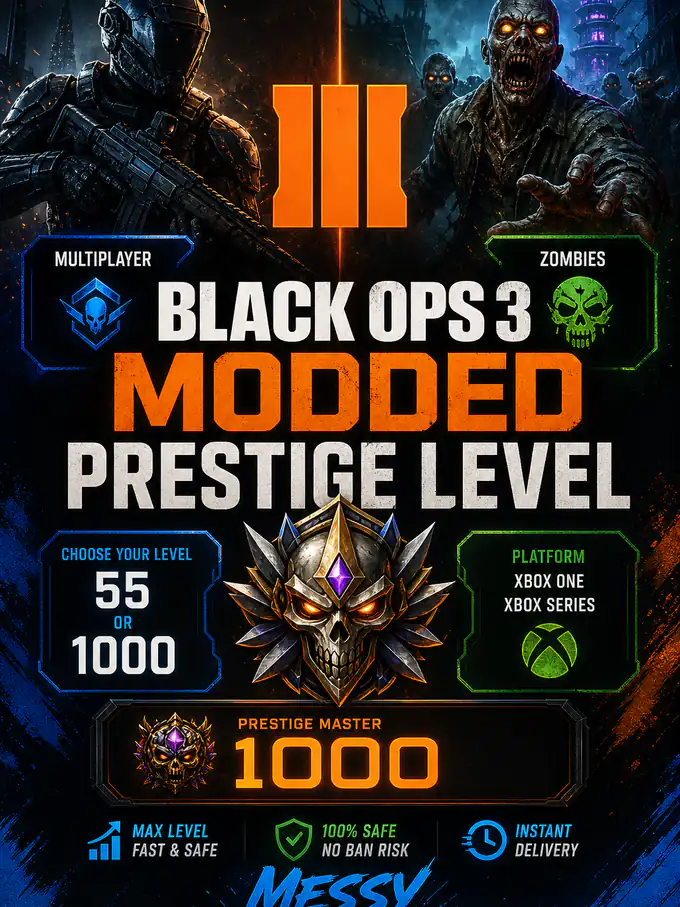 BO3: Modded Prestige/Level in Multiplayer & Zombies (Xbox One/Xbox Series X/S) — MessyModdingStore