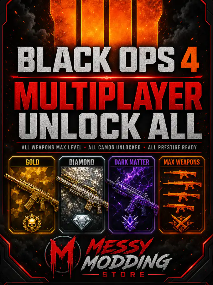 Buy Black Ops 4 Multiplayer: Unlock All (Camos, Weapons, Dark Matter, Gold, Diamond) (PS4/PS5)
