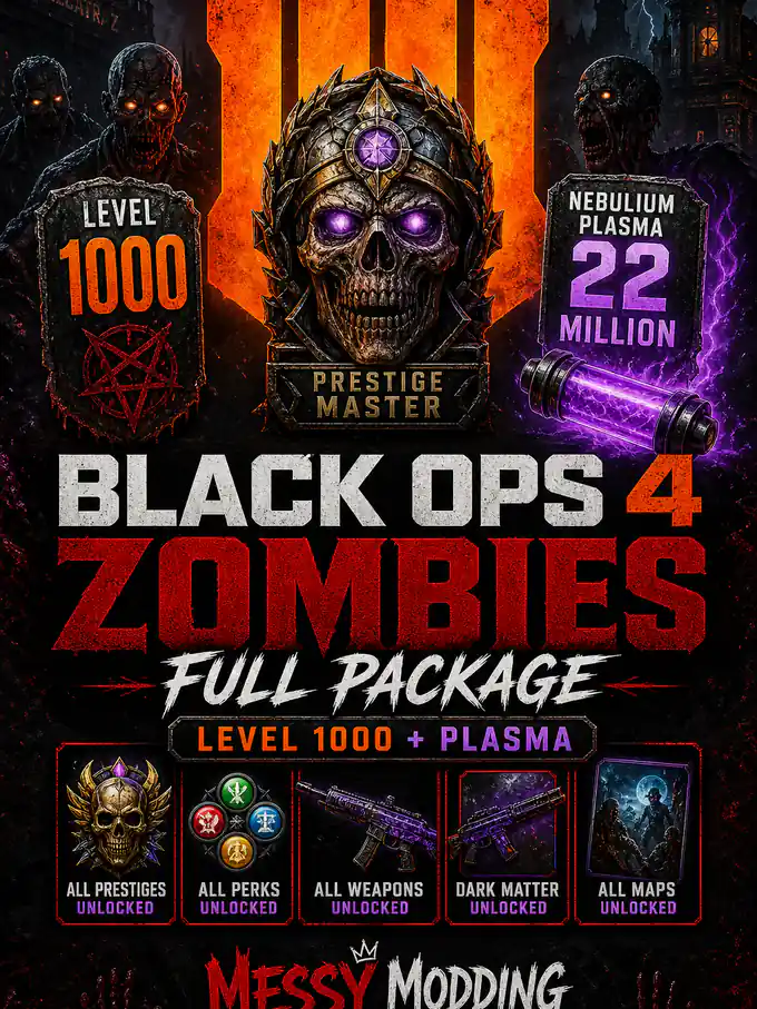 Black Ops 4 Zombies: Unlock All, Level 1000 & 22 Million Plasma (PS4/PS5) — MessyModdingStore