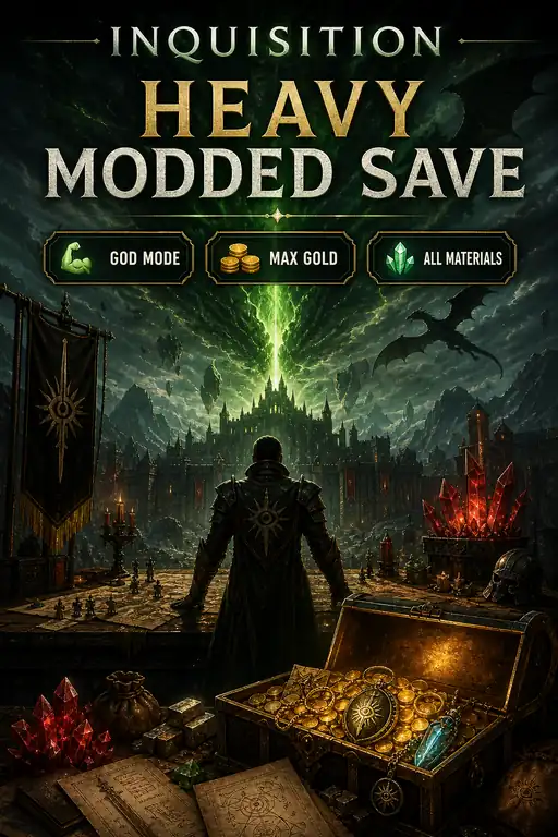 Dragon Age: Inquisition (PS4/PS5/PC) — Modded Starter Save · Heavy Modded Ultra Pack, God Mode & One-Shots