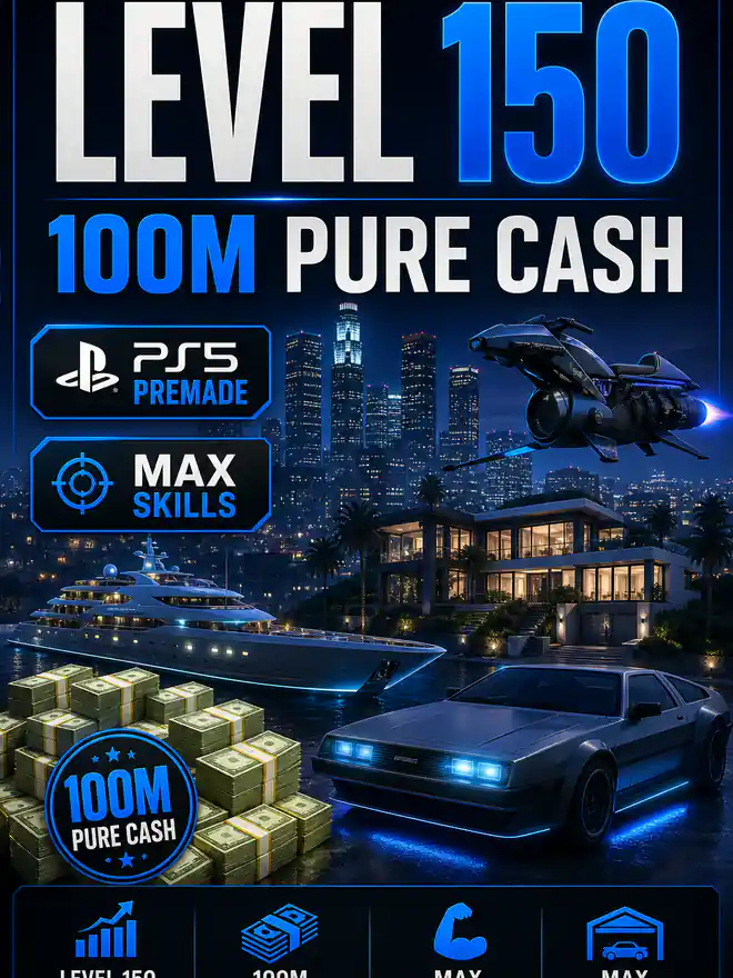 ♨️【PS5】Level 150 + 100 Million Pure Cash — Max Skills, Bunker, Mansions & Yacht