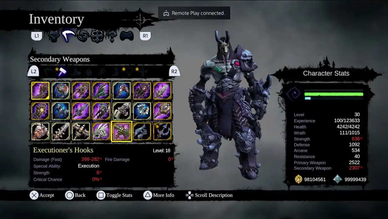 Darksiders II: Deathinitive Edition (PS4/PS5/PC) — Modded Starter Save · Level 30, All Weapons, Armors & DLC – image 2