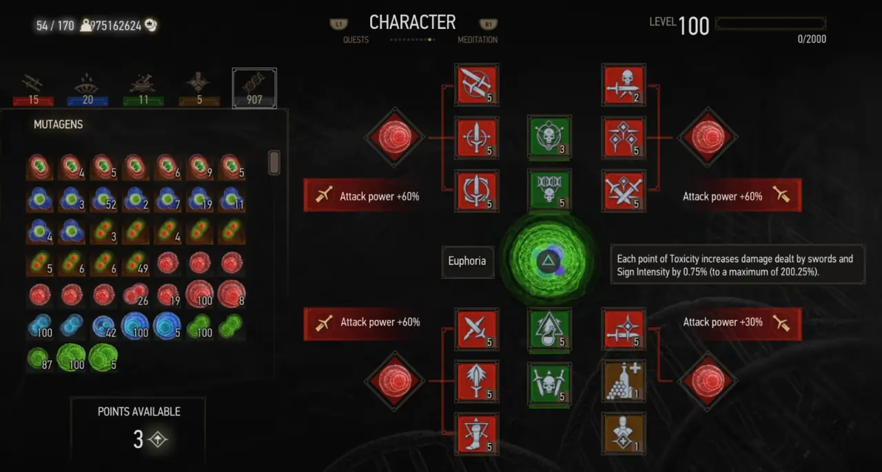 The Witcher 3 (PC/PS4/PS5) — All In-Game Unlocked NG+ Starter Save · Level 100 – image 3