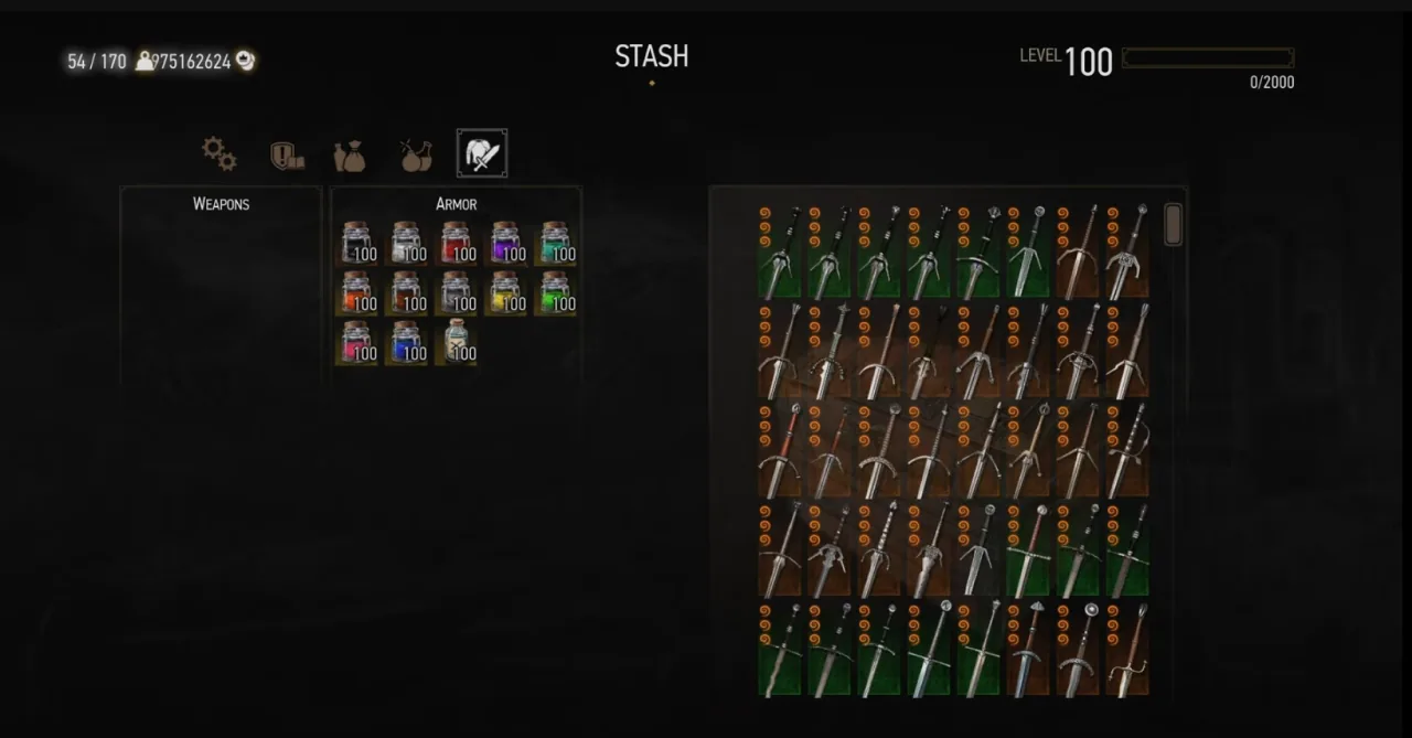 The Witcher 3 (PC/PS4/PS5) — All In-Game Unlocked NG+ Starter Save · Level 100 – image 5
