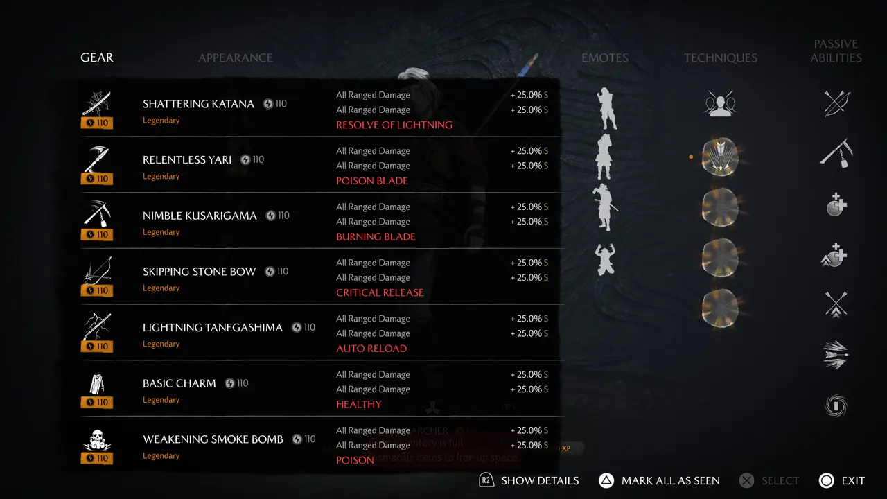 Ghost of Yotei (PS5) — Legends Mode Modded Save · Rank 998, 250+ Golden Weapons – image 2
