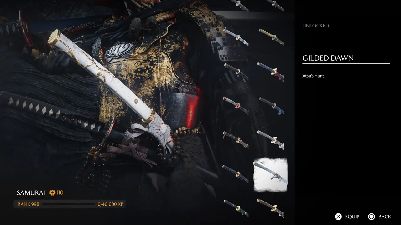 Ghost of Yotei (PS5) — Legends Mode Modded Save · Rank 998, 250+ Golden Weapons – image 5