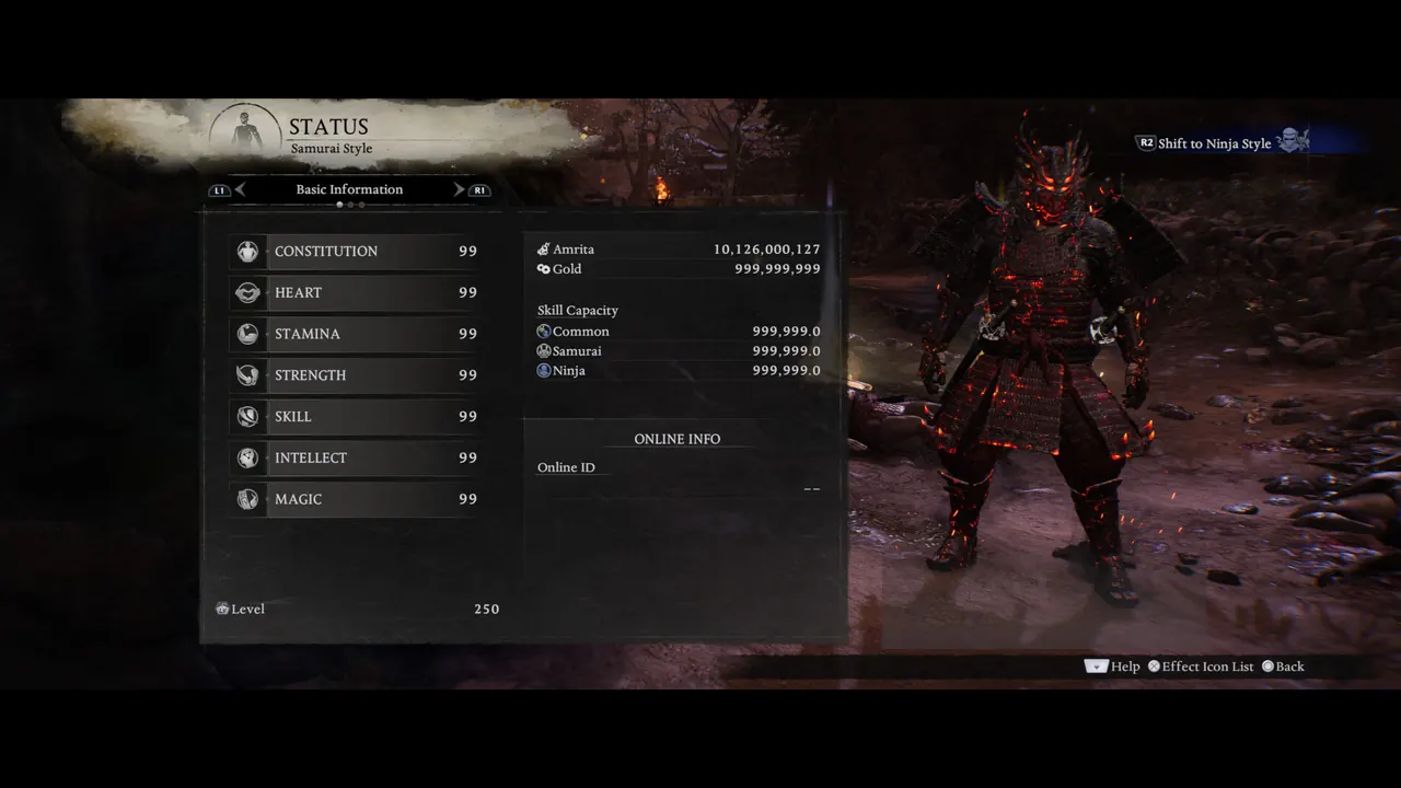 Nioh 3 (PS5) — Starter Save · Level 250, All Attributes 99, Max-Upgraded Gear – image 2