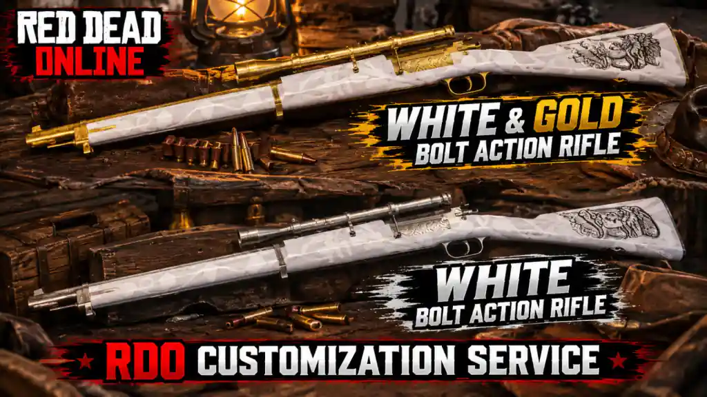 (PS/XBOX) Red Dead Redemption 2 Online: White & White/Gold Bolt Action Rifle