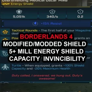 Borderlands 4 – Modified/Modded Shield 5+ Mill Energy Shield Capacity Invincibility